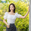 NUTS白衬衫设计感方领薄透短袖上衣女新款夏季424011076 商品缩略图2