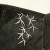 西遇黑色牛仔外套男新款新中式竹叶刺绣宽松版型夹克12945865 商品缩略图3