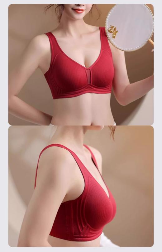 条纹质感镂空网纱固定杯背心内衣53085 商品图7