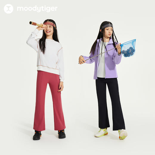 【24年秋新】moodytiger24秋新女童防风拒水户外运动透气速干长裤43211304 商品图4
