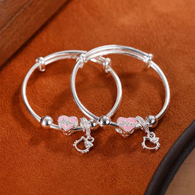 子佩集S999银【心悦猫咪】童镯【BA50102】纯银儿童2408