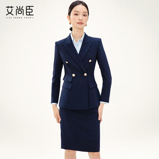 藏青色西装套装女2024新款酒店经理珠宝店前台工装职业气质工作服 商品图2