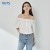 NUTS一字肩上衣女夏季小众泡泡袖小个子短款娃娃衫429011363 商品缩略图4