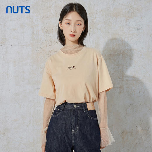 NUTS夏季新款时尚休闲风宽松显瘦长袖T恤女 含内件网纱231023074B 商品图2
