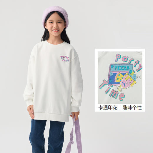 巴拉巴拉女童儿童卫衣加绒保暖秋冬装中大童甜美上衣圆领套头卡通 商品图3