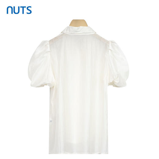 NUTS气质宽松短袖复古衬衫女夏季衬衣显瘦泡泡袖上衣429011336 商品图1