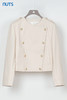 NUTS秋季新款白色设计感高级气质双排扣皮衣短外套女335132320 商品缩略图5