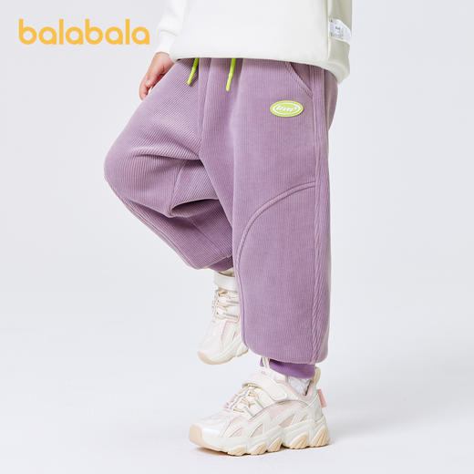巴拉巴拉童装儿童裤子男童女童加绒长裤冬装新款天鹅绒束脚裤 商品图2