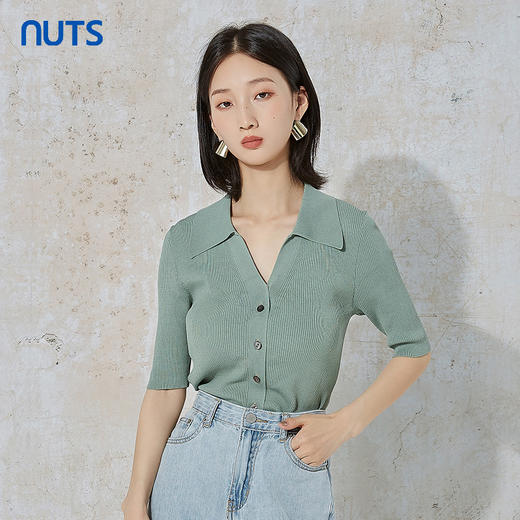 NUTS秋季新款气质通勤风修身显瘦毛织针织开衫短外套女231053072B 商品图4