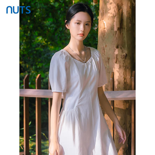 NUTS秋季新款白肌理复古气质法式茶歇裙显瘦中长连衣裙4311008A1 商品图2