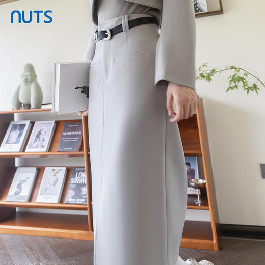 NUTS2023秋季新款西装半身裙高腰显瘦包臀开叉长裙女4340602A1 商品图1