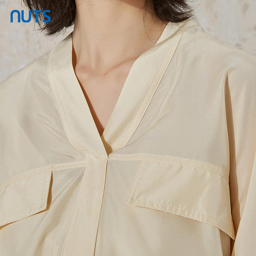 NUTS秋季新款气质通勤风韩版时尚100%桑蚕丝长袖衬衫231013111B 商品图4