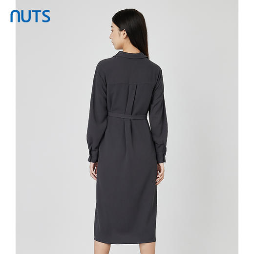 NUTS秋季新款时尚气质通勤风设计感收腰显瘦长袖连衣裙231103200 商品图4