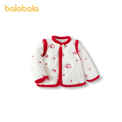 巴拉巴拉女童羽绒服国风刺绣外套冬装新款新中式假两件小童装 商品图4