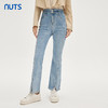 NUTS秋季新款时尚气质百搭休闲风微喇开叉水洗牛仔长裤332112065 商品缩略图0