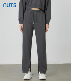 NUTS秋季新款纯色高腰宽松阔腿松紧腰显瘦休闲长裤女231073182B