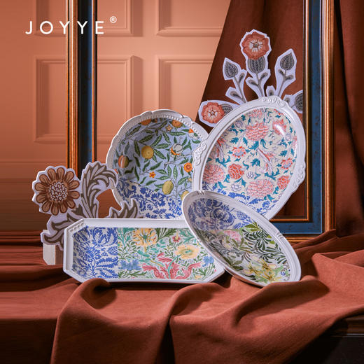 JOYYE威廉·莫里斯-浮雕复古欧式西餐盘陶瓷鱼盘套装乔迁礼物盒创意菜盘 商品图0