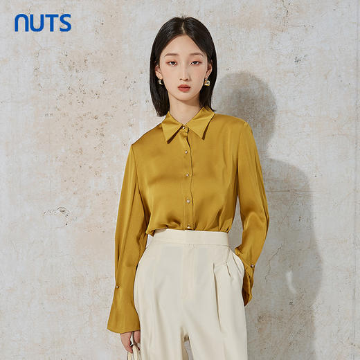NUTS春秋季新款时尚气质通勤风宽松显瘦长袖衬衫女231013023B 商品图2