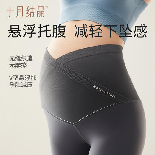 孕妇鲨鱼裤春秋冬季款打底裤孕妇裤子无痕托腹瑜伽外穿裤 商品图4