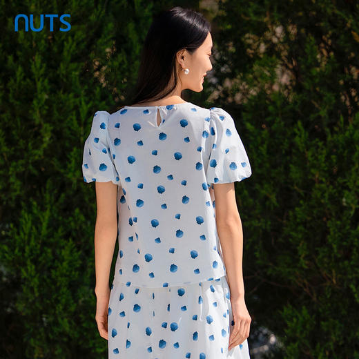 NUTS夏时尚气质高腰显瘦波点短袖衬衫女429011347 商品图1