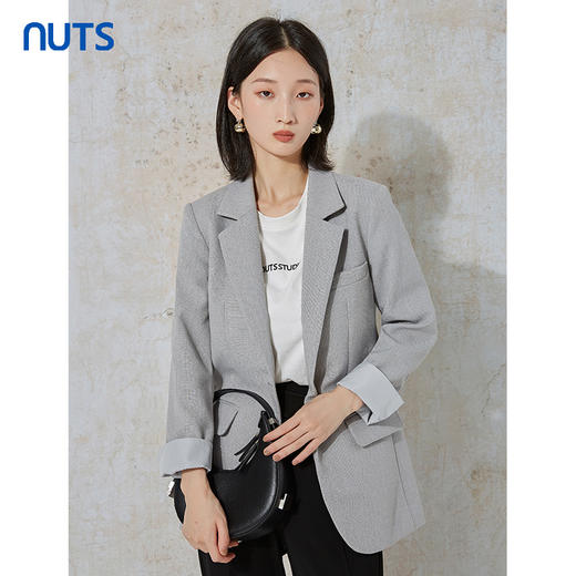 NUTS秋季新款时尚气质通勤风宽松显瘦百搭休闲西装外套231048016B 商品图2