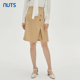 NUTS秋季新款时尚气质通勤风设计感开叉半身中裙女333061161