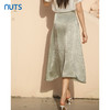 NUTS夏季新款醋酸烟绿色法式开叉半身裙女425061023 商品缩略图2