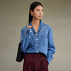 西嘉长绒棉亚麻混纺复古显瘦直身廓形牛仔衬衫 商品缩略图0