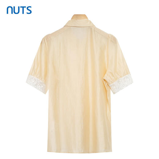 NUTS夏季宽松时尚v领蕾丝短袖袖衬衫221011248B 商品图1