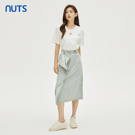 NUTS秋季新款一片式设计感a字包臀时尚水洗牛仔半裙女332061150 商品图2