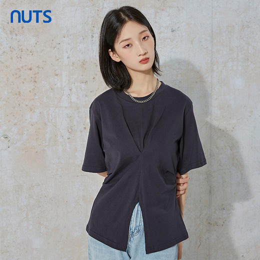 NUTS夏季新款时尚气质设计感收腰显瘦短袖T恤女231021054B 商品图2