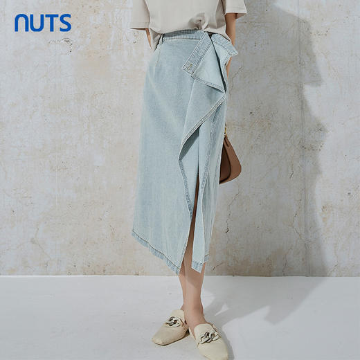 NUTS秋季新款时尚气质高腰直筒显瘦包臀水洗牛仔半裙231065080B 商品图1