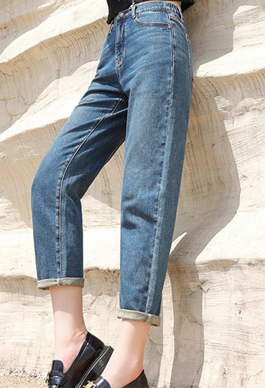 【内购不退换】【蓝S1】臣禾 四面弹牛仔老爹裤【梨形身材救星】JZ243060358 商品图1