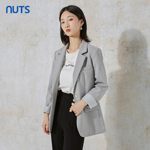 NUTS秋季新款时尚气质通勤风宽松显瘦百搭休闲西装外套231048016B 商品图1
