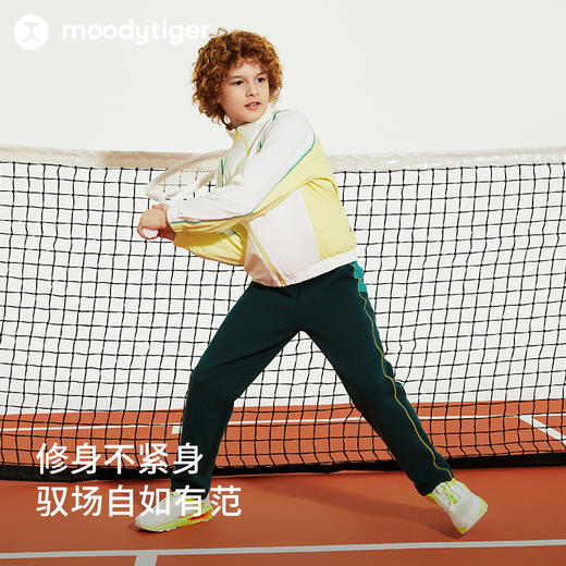【24年秋新】【网球系列】moodytiger男童运动裤24秋新款撞色拼接透气长裤43111302 商品图1