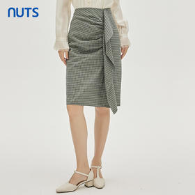 NUTS春秋季新款时尚气质设计感色织千鸟格高腰显瘦半身裙333061162