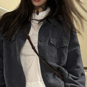 ROMI STUDIO“机场外套”100%亚麻肌理Polo领工装夹克外套 431W8073