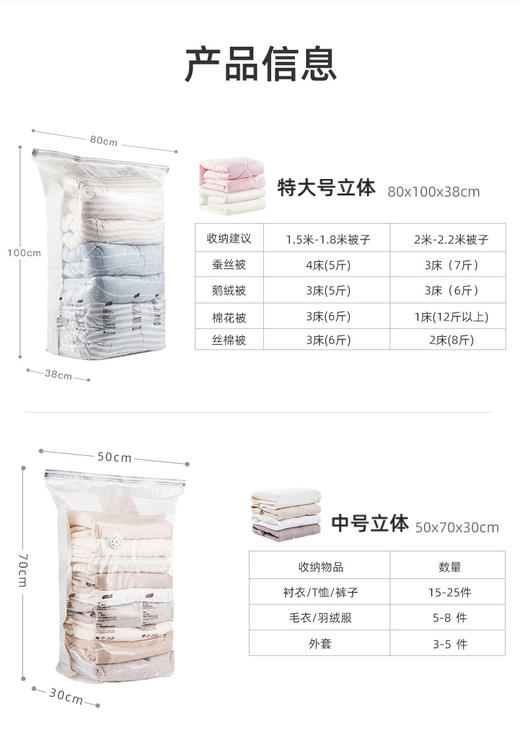 太力旅行手卷真空压缩袋免抽气旅游行李箱专用收纳袋大手卷40*60cm1个装 商品图2