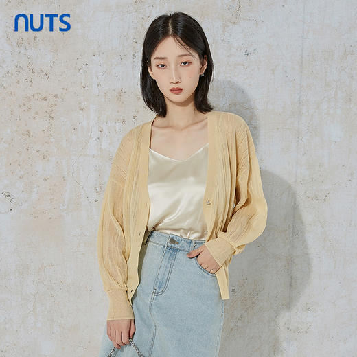 NUTS秋季新款时尚气质通勤风百搭薄款针织开衫短外套女231053033 商品图0