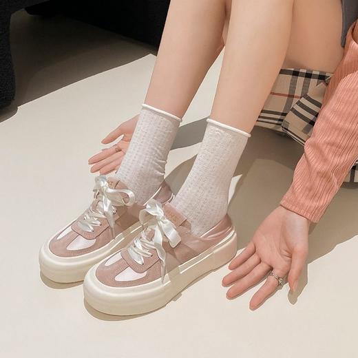 ZHR则则透气德训鞋女厚底小白鞋女拼接系带休闲板鞋子女2024新款 商品图9