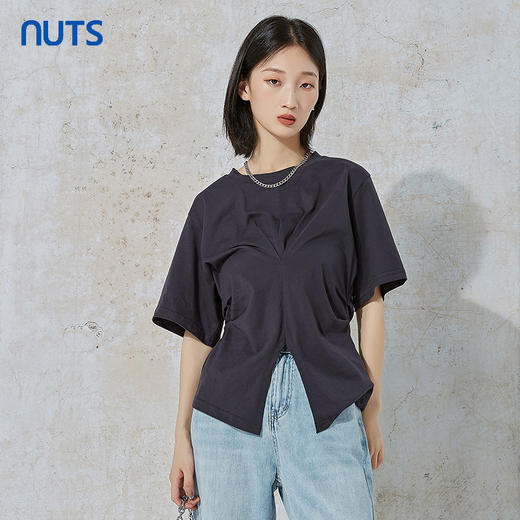 NUTS夏季新款时尚气质设计感收腰显瘦短袖T恤女231021054B 商品图4