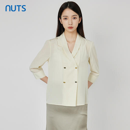 NUTS秋季新款气质通勤风100%桑蚕丝西装外套女231048113B 商品图2