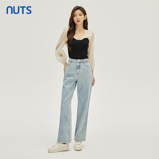 NUTS秋季新款时尚气质通勤风拼接设计感套头衫女331052225 商品图2