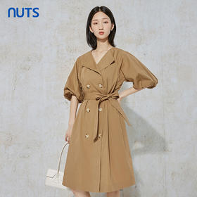 NUTS秋季新款时尚宽松显瘦衬衫款式短袖连衣裙女231101078B