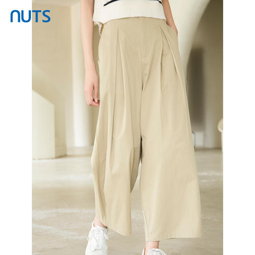 NUTS2023秋季新款时尚休息百搭宽松纯棉阔腿裤休闲裤女4380708A1 商品图3
