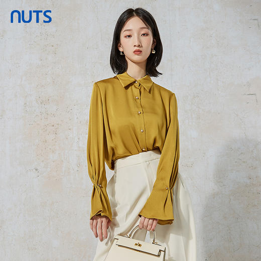 NUTS春秋季新款时尚气质通勤风宽松显瘦长袖衬衫女231013023B 商品图0