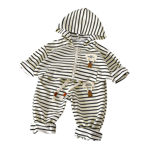 【网红休闲连帽时髦两件套】儿童外套套装童装小童男童女童秋季条纹时尚洋气 商品图4