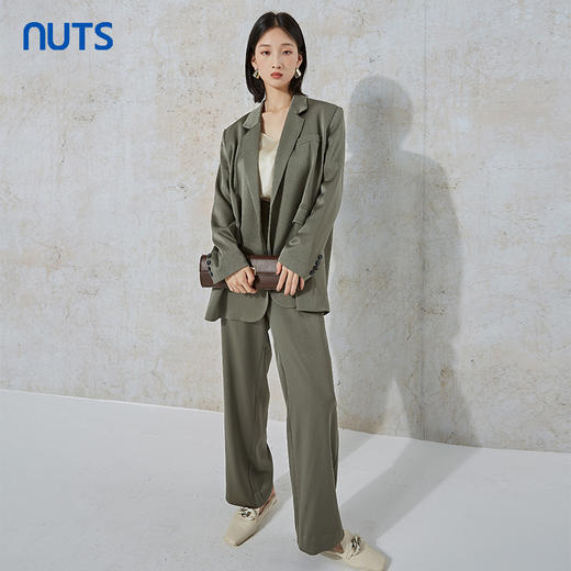 NUTS秋季新款宽松阔腿垂感时尚通勤风休闲长裤女231073041B 商品图4