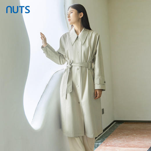 NUTS高级感流行通勤简约风长款风衣外套女2023秋季新款4340406A1 商品图2