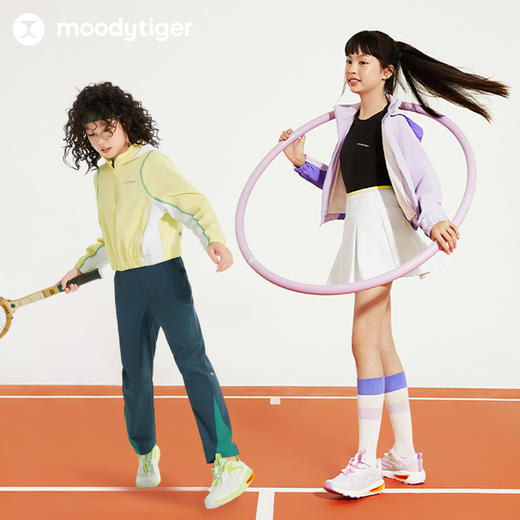 【24年秋新】【网球系列】moodytiger女童外套24秋新款透气弹力户外运动衣43210404 商品图4